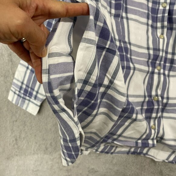 NEW Jachs Girlfriend Womens XL Blue & White Plaid Button-Up Flannel Shirt - Picture 8 of 9